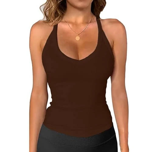 Offre limitée : CheChury Debardeur Femme Été Top Slim Fit Côtelés Debardeur Col en V Tops Chic et Élégant Femme Haut Sexy sans Manche Bretelles Spaghetti Camisole Sport Hauts Tank Top Basique Extensible T-Shirts Y2K de 5.99 € à 4.99 € (17% de remise)