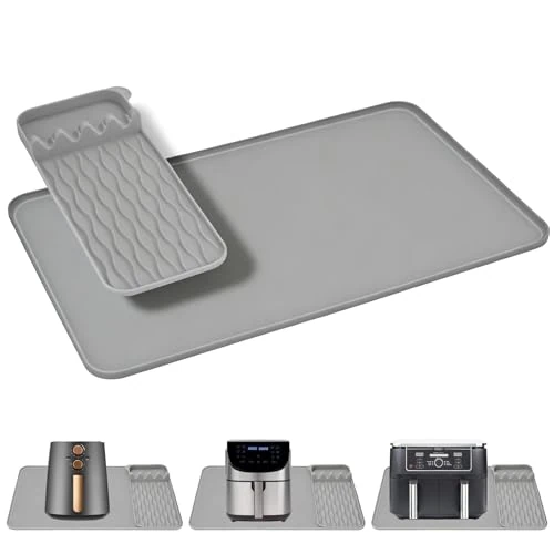 Offerta a tempo: VINATO Tappetino Resistente al Calore per Friggitrice ad Aria, 65x40cm Tappetino Ignifugo Silicone cucina, Protezione Piani di Lavoro Antiscivolo per Friggitrici ad Aria(Grigio) - 0.00% da 15.99 € a 15.99 €