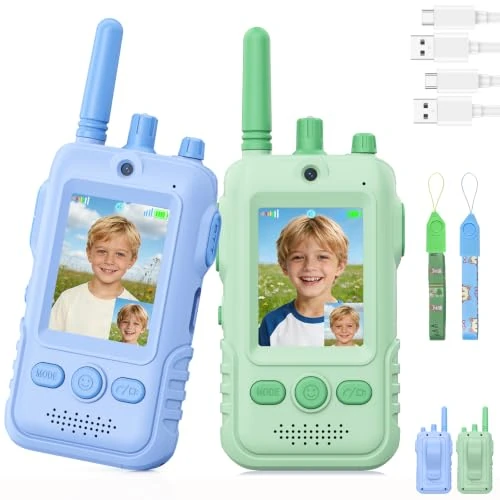 Offre limitée : Talkie Walkie Enfants avec Vidéo, 2 Talkies Walkies Rechargeable avec écran d'affichage, Vidéo & Caméra HD Talkie- Walki e Longue Portée, Cadeaux aux garçons et aux Filles âgés de 3 à 12 Ans de 39.99 € à 29.99 € (25% de remise)