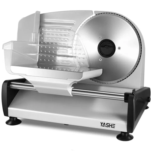 Limited-time offer: YASHE Electric Food Slicer, 150W Meat Slicer with Adjustable Thickness 0-15mm, Removable 19cm Stainless Steel Blades, Safety Lock, Suction Feet, for Meat, Cheese and Bread from 69.99 £ to 69.99 £ (save 0.00%)