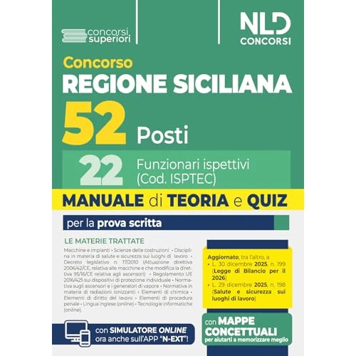 Concorso regione siciliana 52 posti. 22 funzionari ispettivi manuale di teoria e quiz per la prova scritta 2026
