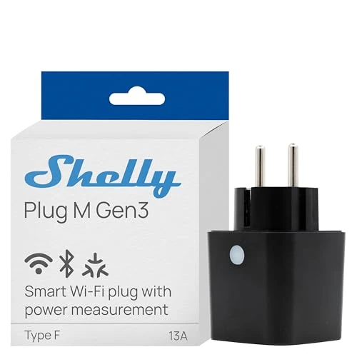 Offerta a tempo: Shelly Plug M Gen3 Nero - Presa Intelligente Wi-Fi & Matter (Tipo F), Misurazione Consumi, 13A, 3000W, Nessun Hub Richiesto, Timer, Smart Riscaldamento, Luci, Alexa, Google Home, Apple HomeKit - 0.00% da 18.26 € a 18.26 €