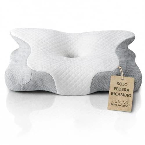 Offerta a tempo: Flowen Federa per Cuscino Ortopedico in Memory Foam Cover Morbida e Confortevole per Guanciale per Dormire Copricuscino di Ricambio Bianco e Grigio Traspirante, Anallergico, Antiacaro e Lavabile - 34% da 25.99 € a 17.14 €