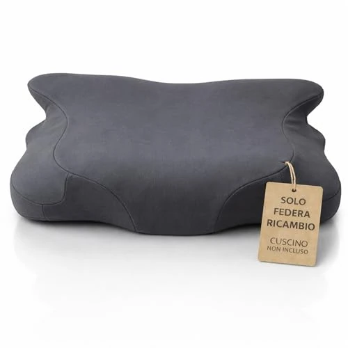 Offerta a tempo: Flowen Federa per Cuscino Ortopedico in Memory Foam Cover in Morbido e Confortevole in 100% Cotone Jersey Grigio Scuro per Guanciale Copricuscino Traspirante, Anallergico, Antiacaro e Lavabile - 36% da 25.99 € a 16.59 €