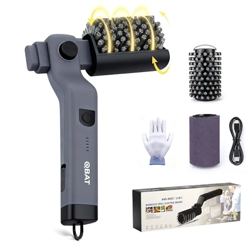 Oferta limitada: Cepillo eléctrico para barbacoa con batería – Cabezal ajustable 180°, motor de 3 velocidades, 90 min de duración, resistente al agua, cabezales de cepillo de acero inoxidable y nylon para parrilla de 59.99 € a 37.04 € (ahorro 38%)