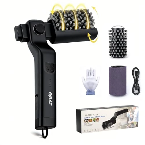 Offerta a tempo: Spazzola elettrica per barbecue a batteria – Testa orientabile a 180°, motore a 3 velocità, 90 minuti di autonomia, impermeabile, teste di spazzola in acciaio inox e nylon per griglia, affumicatore - 37% da 59.99 € a 37.99 €