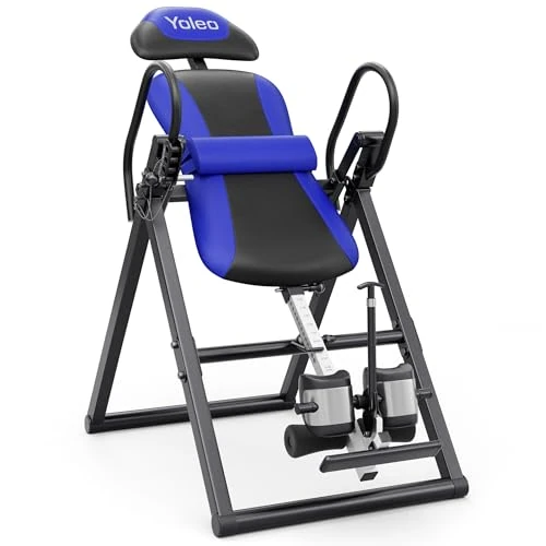 Offre limitée : YOLEO Table d'inversion Banc d'inversion Pliant avec Ceinture de Sécurité pour la Thérapie de la Douleur au Dos et au Cou Max.300 lbs (Bleu) de 169.99 € à 169.99 € (0.0% de remise)