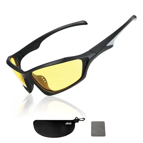 Offerta a tempo: ARAS Occhiali Guida Notturna Polarizzati Occhiali da Sole Lenti Gialle per Uomo Donna Guida Antiriflesso Night Vision Goggles - 30% da 15.99 € a 11.19 €