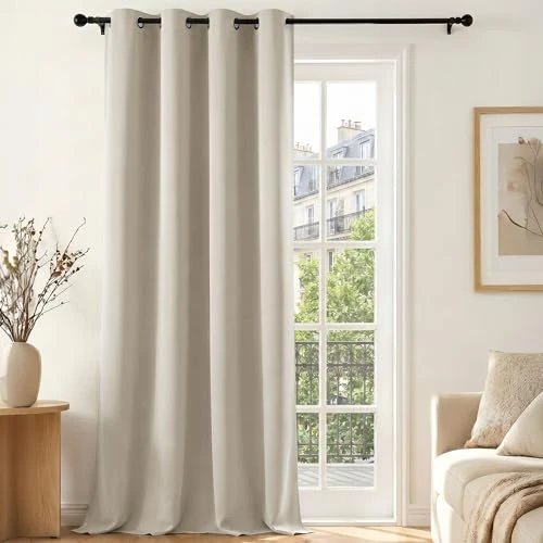 Offerta a tempo: Deconovo Tenda Oscurante per Interni con Occhielli, 1 Pannello 140x260 cm, Tenda Termica Isolante per Camera da Letto e Soggiorno, Drappeggio Morbido ed Elegante, Avorio Sabbia - 35% da 29.99 € a 19.37 €