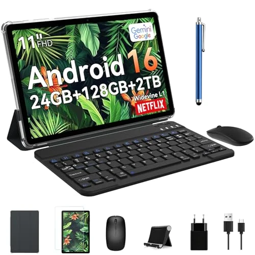 Offerta a tempo: TABWEE 11 Pollici Tablet Android 16, Tablet con Tastiera, 24GB RAM+128GB ROM+2TB Espansione, Octa-Core T615, 1920x1200 FHD+IPS, Gemini AI, 8000mAh, 13MP+5MP, 5G WiFi/GPS/Split-Screen/Face ID/BT5.0 - 0.00% da 179.99 € a 179.99 €