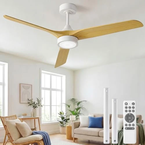 Oferta limitada: Ateroll Ventilador de Techo con Luz Silencioso, 132cm ABS Ventilador Techo con Luz y Mando a Distancia, Velocidades, Temporizador, Función Verano-invierno, para Dormitorio Salón Exterior Terraza de 94.75 € a 89.99 € (ahorro 5%)