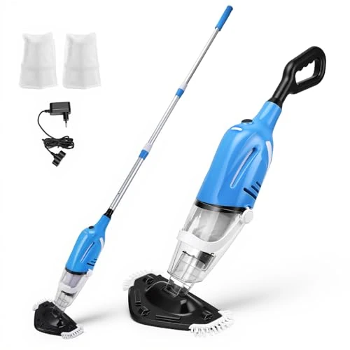 Offerta a tempo: Aspirapolvere Piscina Senza Fili, Doppia Modalità con Spazzola Triangolare 31cm & Bocchetta per Fessure, Avvio Automatico ad Immersione, Autonomia 80 min, Asta Telescopica 139-199cm - 0.00% da 119.99 € a 119.99 €