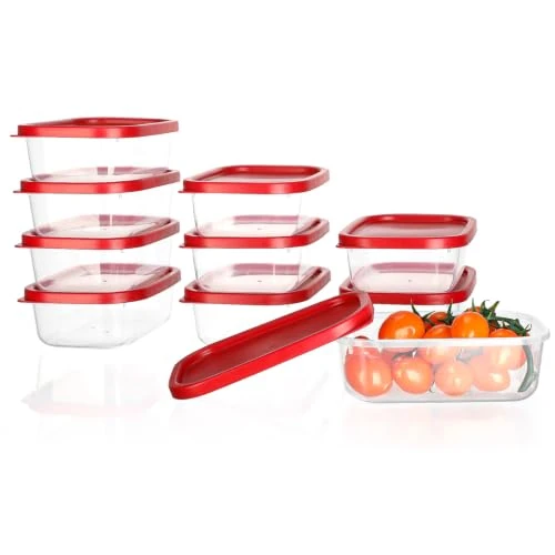 Offerta a tempo: VINATO Set 10 Contenitori Hermetici 520ml - Rettangolari, Impilabili, Microonde - Senza BPA, Per Cucina, Meal Prep, Congelatore & Conservazione Cibo - Include 12 Etichette - 0.00% da 15.99 € a 15.99 €