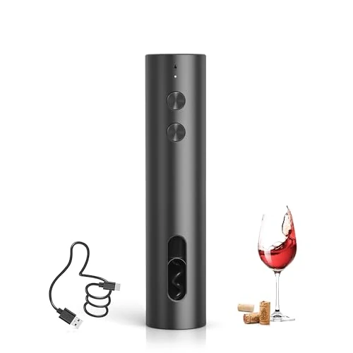 Offerta a tempo: ZOYIDOUX Apribottiglie elettrico Rechargeable - Cavatappi elettrico USB-C, Mini portatile, nero opaco - 55% da 21.99 € a 9.99 €