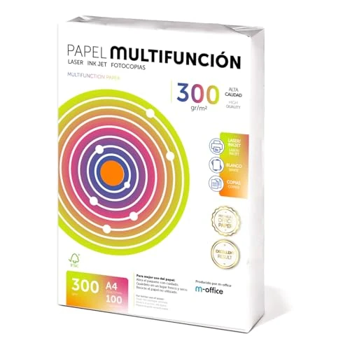 Offerta a tempo: Fogli A4 300g 100 fogli, Carta Multiuso per Stampante Laser e a Getto d'Inchiostro, Fotocopiatrice, per Ufficio e Materiale Scolastico, Confezione m-office (100 Fogli 300g) - 44% da 25.95 € a 14.46 €