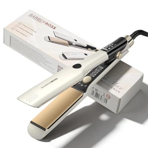Offre limitée : BarberBoss Lisseur avec technologie céramique flottante, lisseur à plaques plates, lisseur professionnel pour un coiffage lisse et sans frisottis, ions négatifs et soin à la kératine, (QR-8421, blanc) de 30.59 € à 29.06 € (5% de remise)