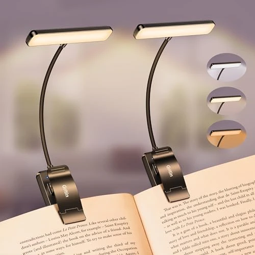 Tijdelijke aanbieding: Gritin leeslamp met klem, USB oplaadbare leeslamp met 19 LED's, 3 kleurtemperatuurstanden, lange batterijduur, traploos instelbare helderheid, 360° draaibare klem, zwart - 2 stuks van 36.99 € naar 36.99 € (0.00% korting)