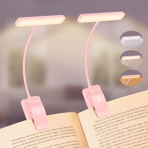 Limited-time offer: Gritin 19 LED Book Light, [2 Pack] Reading Light Book Lamp for Reading at Night with Memory Function, 3 Eye-Protecting Modes -Stepless Dimming, Long Lasting, 360° Flexible Lamp for Bed-Pink from 15.99 £ to 8.99 £ (save 43.78%)