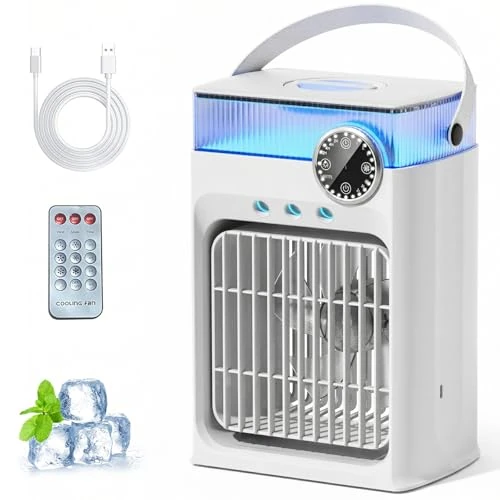 Zeitlich begrenztes Angebot: YFFU Mobile Klimaanlage mit Fernbedienung, 1200 ml USB Luftkühler, RGB 8 Lichtfarben mit Timer, 3 Gebläsestufen 3 Sprühmodi, Mini Klimaanlage Luftkühler für Zuhause,Wolkenweiß von 99.99 € auf 59.99 € (40% Rabatt)
