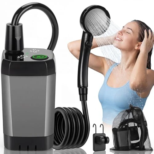 Tijdelijke aanbieding: Tonfarb Campingdouche, 6000 mAh accu, campingdouche met pomp, outdoor douche, mobiel met douchekop en 2 m slang, intelligent digitaal display, voor tuin, camper, caravan, reizen, hondendouche van 48.99 € naar 48.99 € (0.00% korting)