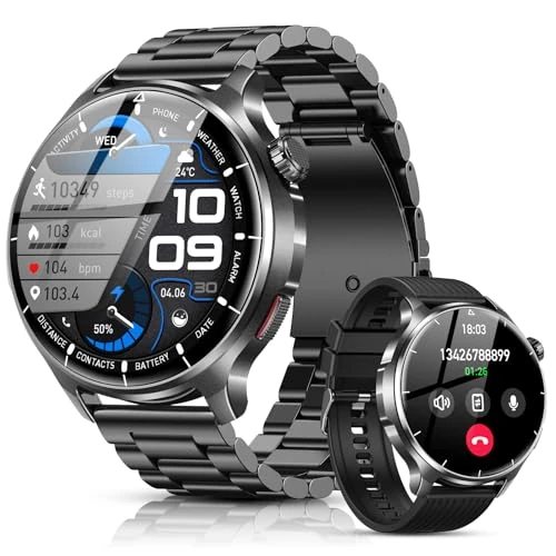 Zeitlich begrenztes Angebot: SLOKSFil Smartwatch Herren 1000 mAh Akku/1,52" HD Touchscreen, mit Bluetooth Anrufe/110+ Sportmodi/24H Herzfrequenz/IP68 Wasserdicht/Schlafmonitor, Schrittzähler Fitnessuhr Android iOS (Schwarz) von 89.99 € auf 89.99 € (0.00% 