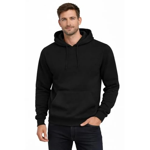 GX GARGIX Herren-Sweatshirt mit Kapuze, lässig, einfarbig, bequem und warm, ideal für Freizeit und Sport, verschiedene Farben, F-1189/Schwarz, 3XL