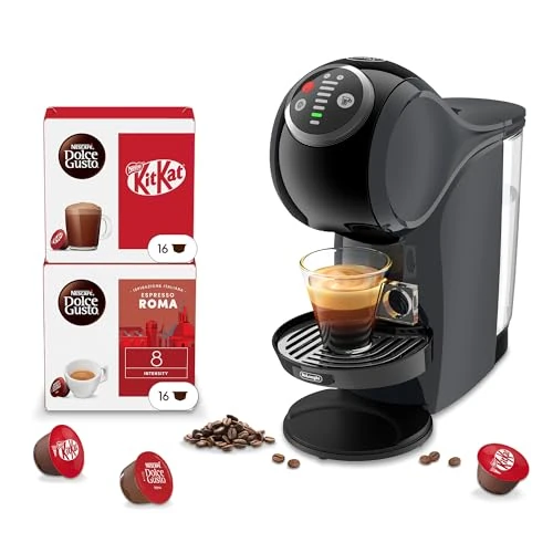 Offerta a tempo: De’Longhi Nescafé Dolce Gusto Genio S Plus – Macchina da Caffè a Capsule Automatica, 15 Bar, Espresso Boost, Hot & Cold, Bundle 32 Capsule: KitKat Cacao & Wafer + Espresso Roma, Nera (EDG315.B) - 15% da 99.00 € a 83.99 €