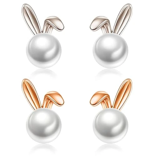 Offerta a tempo: Tomedeks 2 Paio Orecchini di Pasqua Donna Bambina, Ore-cchini a forma di coniglio, Pas-qua dangle ore-cchini, Orecchi-ni di perle di coniglio, Coniglio Pas-qua per Donne Ragazze Regali di Gioielli - 29% da 8.99 € a 6.37 €