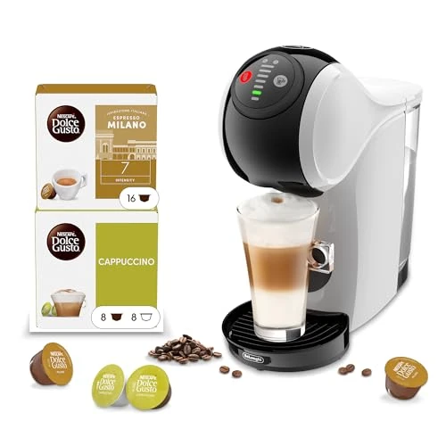Offerta a tempo: De’Longhi Nescafé Dolce Gusto Genio S – Macchina da Caffè a Capsule Automatica, 15 Bar, Hot & Cold, Bundle 32 Capsule: Cappuccino+ Espresso Milano, Bianca (EDG226.W) - 15% da 89.90 € a 76.42 €
