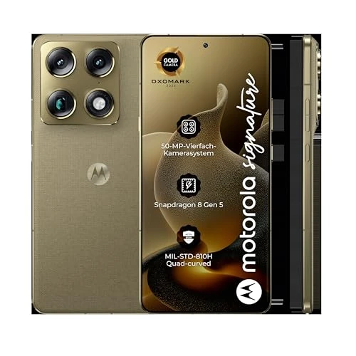 Offerta a tempo: Motorola Signature (16/512GB, Tripla camera 50MP, selfie 50MP, display Super HD 6.8" Extreme AMOLED 165Hz, Qualcomm Snapdragon 8 Gen 5, 5200mAh TurboPower 90Hz, IP68/69, 5G, Android 16), Martini Olive - 38% da 1299.00 € a 804.00 €