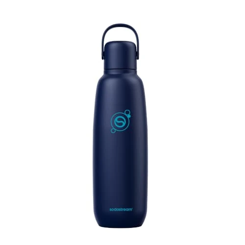 Offerta a tempo: SodaStream Fizz & Go-Borraccia Blu scuro per bevande frizzanti in acciaio con doppia parete isolante da 0,9 l,mantiene le bevande calde o fredde per 12 ore,compatibile con macchine per acqua frizzante - 33% da 29.99 € a 19.99 €