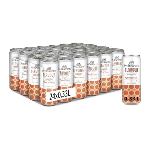 Offerta a tempo: San Benedetto Flavour - Note di Pesca, Confezione da 24 Lattine da 330 ml, Bevanda Analcolica Dissetante, Aroma Fruttato e Delicato, in Lattina, Zero zuccheri - 0.00% da 15.58 € a 15.58 €