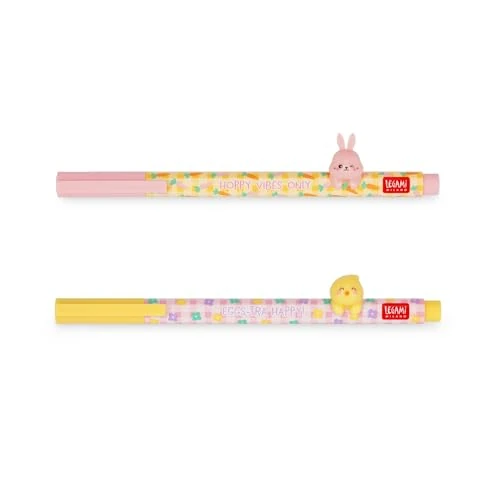 Limited offer: Legami Set of 2 Lovely Friends Hoppy Easter Limited Edition Gel Pens Removable and Reusable Decorative Animal Non Roll Away Pink and Purple Ink from 21.64 USD to 16.45 USD (save 24%)