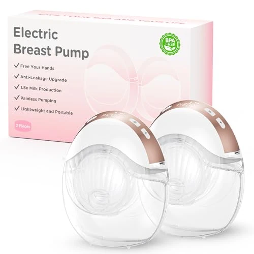Offerta a tempo: Haokoo Tiralatte Elettrico Indossabile, Tiralatte Portatile a Mani Libere, Silenzioso e Discreto, 3 Modalità 12 Livelli, Anti Perdite, 4 Misure Flangia, 2 Pezzo - 70% da 233.30 € a 69.99 €