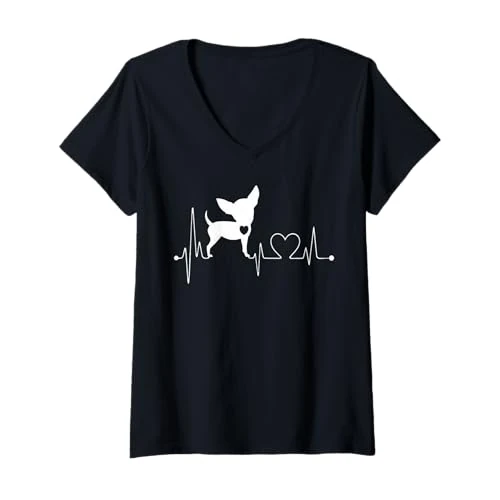 Offerta a tempo: Donna Simpatico Chihuahua Battito Cardiaco Divertente per Uomini, Donne e Bambini Maglietta con Collo a V - 15% da 18.99 € a 16.14 €