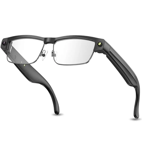 Intelligente smart brille mit HD-Kamera 1080P-Videoaufnahme, AI，ChatGPT, Open-Ear-Audio, Musik & Anrufe, ANC-Mikrofon, WLAN, Echtzeit-Übersetzung, UV-Schutz Modische Smart Glasses für Damen & Herren