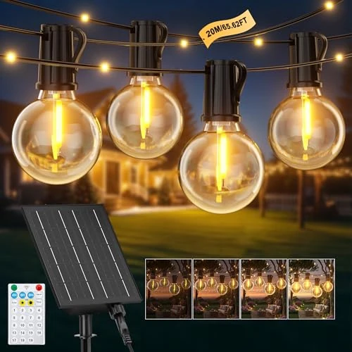 Offerta a tempo: Catena Luminosa Esterno Solare Giardino 20M 25+1 G40 Lampadine LED Luci Solari per Esterni 19 Modalità Impermeabile Luci Solari Esterno con 48 LEDs per Feste Giardini Terrazze Outdoor Decorative - 0.00% da 39.99 € a 39.99 €