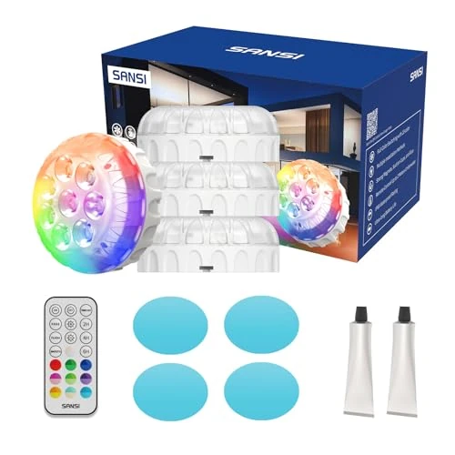 Zeitlich begrenztes Angebot: SANSI Unterwasser Licht mit Fernbedienung, LED Poolbeleuchtung RGB, 4 Stück von 64.99 € auf 32.49 € (50% Rabatt)