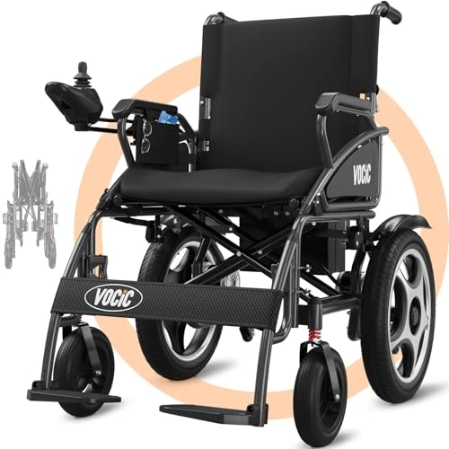Offerta a tempo: VOCIC Sedia a rotelle elettrica pieghevole leggera V58, sedia a rotelle elettrica fino a 150 kg, con pneumatici in gomma per esterni, 500 W, sedile morbido 46 cm, grigio perla, 5 anni di supporto - 0.00% da 899.99 € a 899.99 €