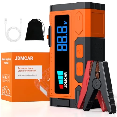 Avviatore di emergenza per auto, 5000A Avviatore di Emergenza per Auto/Moto(9.0L Gas & 8.5L Diesel) Starter Batteria Portatile Jump Start con LED/LCD Booster Avviamento 02