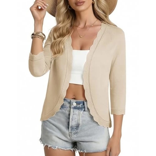 Limited-time offer: GRACE KARIN Women's Summer Cardigan 3/4 Sleeve Open Front Curved Hem Bolero from 27.99 £ to 12.50 £ (save 55.34%)