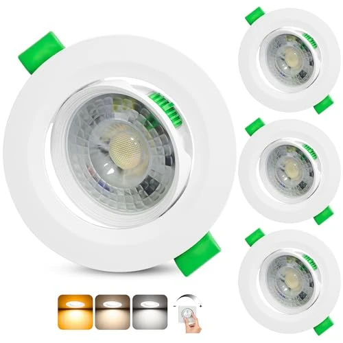 Offerta a tempo: Aulaiyi Faretti LED da Incasso per Cartongesso Dimmerabili 230V, 5W 500LM Faretto Incasso Orientabili Regolabile 3CCT, IP44 Faretti LED Soffitto Ultrasottili per Bagno, Foro Ø68-80mm, Set di 3 Bianco - 0.00% da 24.99 € a 24.99 €