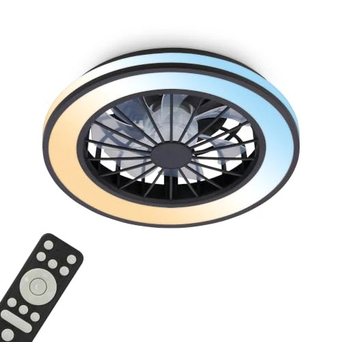 Offerta a tempo: BRILONER - Ventilatore da soffitto con luce LED, telecomando, motore DC silenzioso con 5 velocità, CCT e luminosità regolabile, lampadario ventilatore da soffitto, lampadario, 38 cm, nero - 0.00% da 85.32 € a 85.32 €