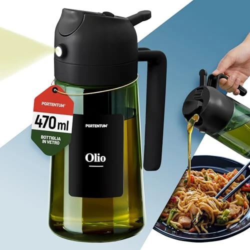 Oferta limitada: PORTENTUM Pulverizador aceite spray 470 ml 2 en 1 con función spray y vertido – Aceitera antigoteo vidrio verde con protección a la luz – Con etiquetas multidioma – Air fryer ensaladas y parrilla de 8.49 € a 8.49 € (ahorro 0.00%)