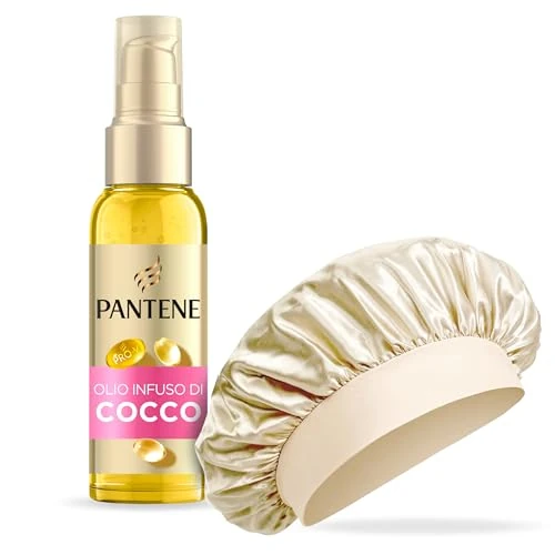 Pantene Pro-V Set Cuffia Seta Per Capelli + Olio Capelli Infuso Al Cocco, Olio Nutriente Quotidiano Che Idrata Intensamente E Ammorbidisce In 1 Sola Goccia, Per Capelli Secchi, 100 ml