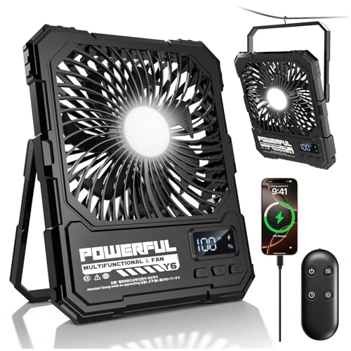 Offerta a tempo: Ventilatore da Campeggio Portatile Alimentato a Batteria da 20000 mAh, Ventilatore da Viaggio Ricaricabile da 8 Pollici, Fino a 82 Ore di Durata Della Batteria, Adatto Per Camera da Letto, Esterno - 0.00% da 49.99 € a 49.99 €