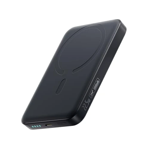 Baseus Enerfill FM11 MagSafe Powerbank 10000mAh 22.5W Batterie Externe Magnétique USB C, Batterie Portable sans Fil Mini Compatible avec iPhone 17/16/15/14/13/12/Pro/Pro Max, Noir