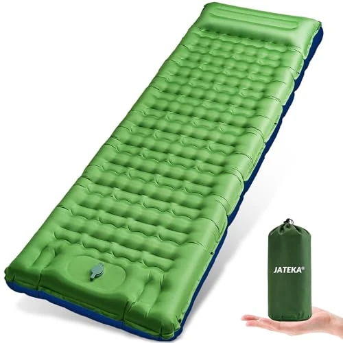Limited-time offer: JATEKA Camping Sleeping Mat, 12 cm Inflatable Sleeping Mat with Cushion and Foot Pump, Outdoor Waterproof Camping Air Mattress, 75D Anti-Ripstop Compact Sleeping Mat for Outdoor Hiking Tent Beach from 31.54 £ to 31.54 £ (save 0.00%)