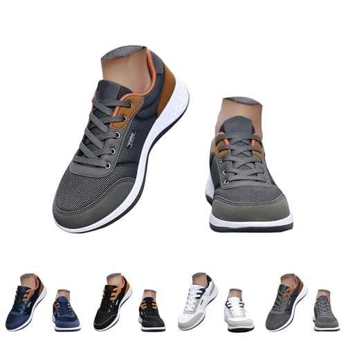 Sports Shoes Men's Gym Shoes Men's Walking Shoes Natural Step Casual Shoes Men's Sporty Fitness Shoes Gym Jogging Shoes Diabetic Orthopaedic Shoes Breeze Men's Running Shoes Size 39-48, gray, 7 UK