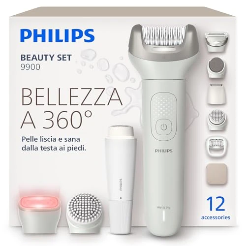 Offerta a tempo: Philips Beauty Set - Kit tutto in uno corpo, viso, bikini, piedi, senza fili, su pelle asciutta o bagnata, depilazione, cura del corpo e della pelle, epilatore con 12 accessori, modello BRE749/00 - 42% da 379.99 € a 219.99 €